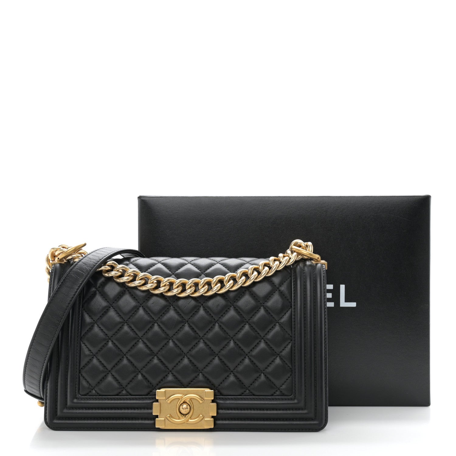 Chanel Lambskin Quilted Medium Boy Flap Black 12 of 12