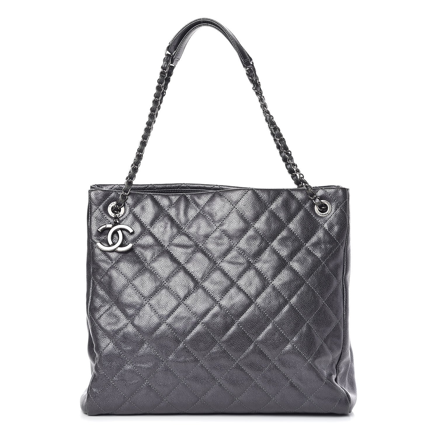 Chanel Iridescent Caviar Quilted Tall Chic Shopping Tote Argent 1 of 11