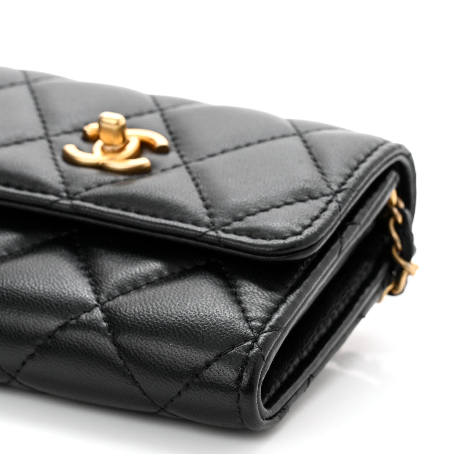 Chanel Lambskin Quilted Pearl Crush Clutch With Chain Black 10 of 11