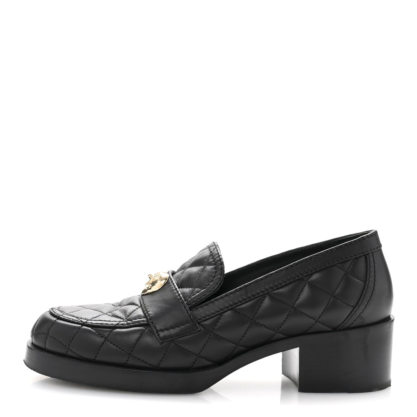 Lambskin Quilted CC Heart Loafers 39 Black