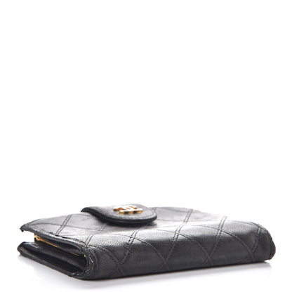 Chanel Lambskin Diamond Stitched Compact French Wallet Black 4 of 10