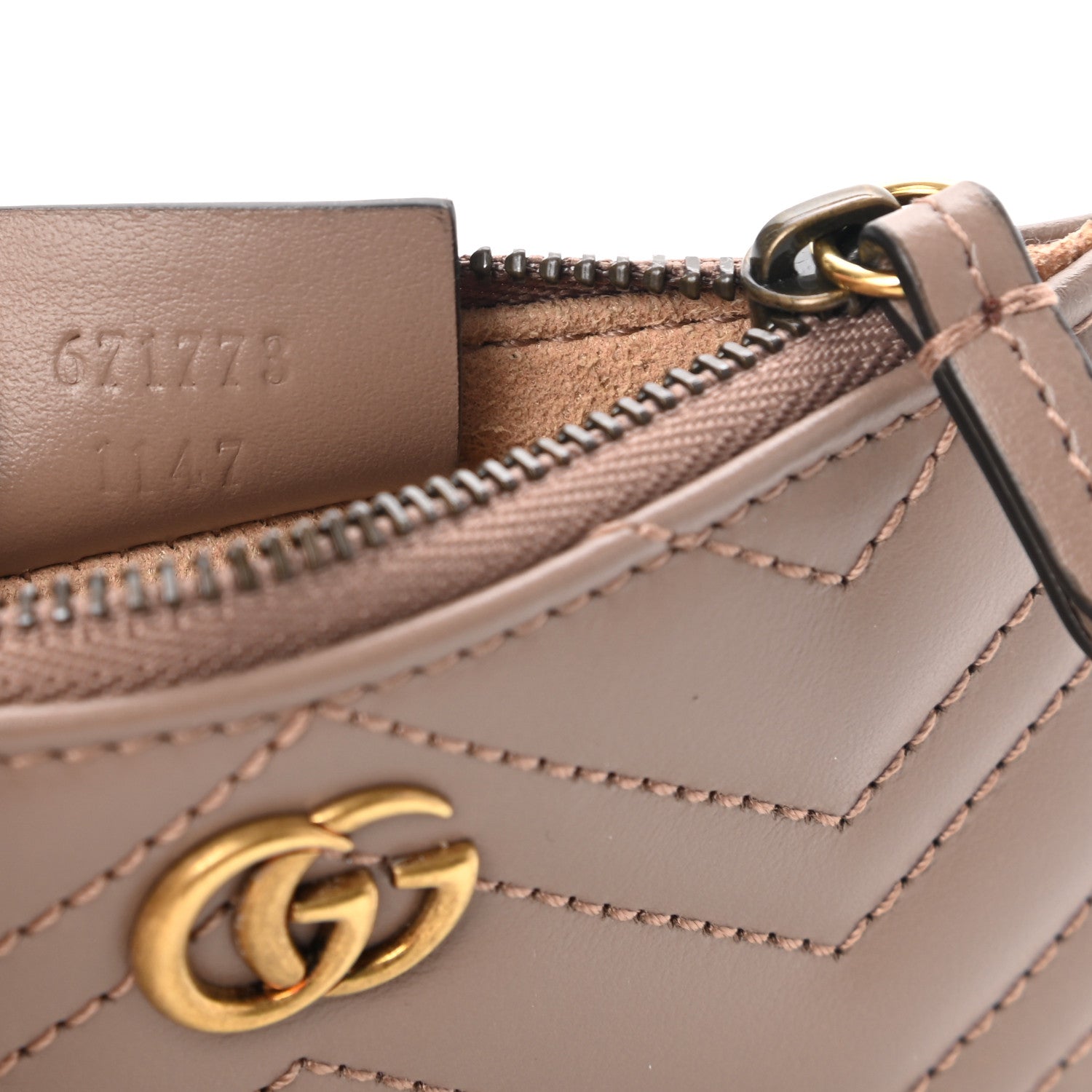 Gucci Calfskin Matelasse GG Marmont Key Case Porcelain Rose 7 of 7
