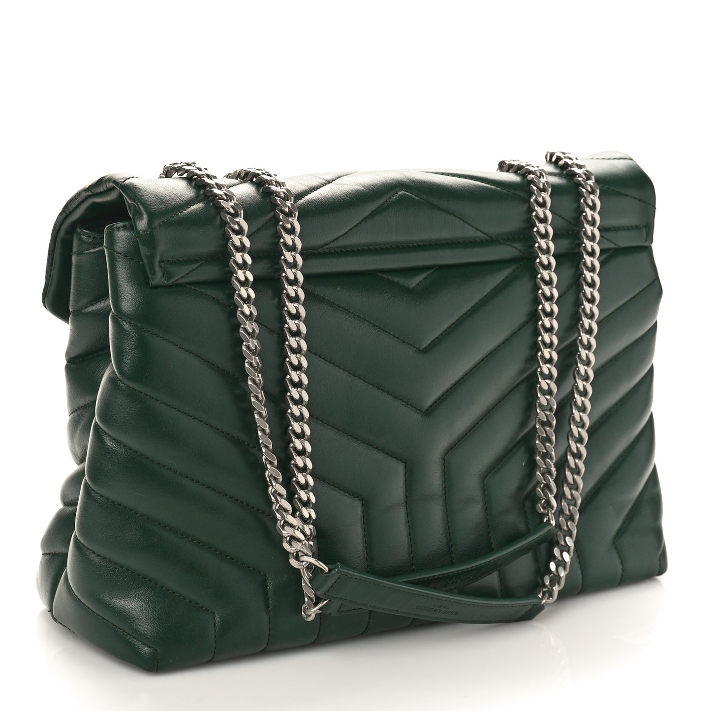 Calfskin Y Quilted Monogram Medium Loulou Chain Satchel Dark Leaf