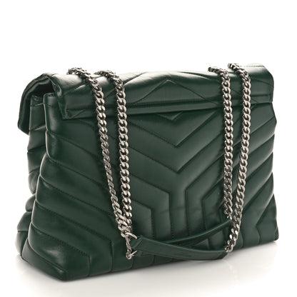 Saint Laurent Calfskin Y Quilted Monogram Medium Loulou Chain Satchel Dark Leaf 2 of 8