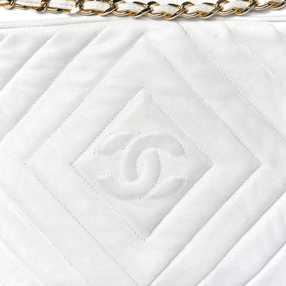 Chanel Lambskin Chevron Quilted Medium Tassel Camera Case White 13 of 21