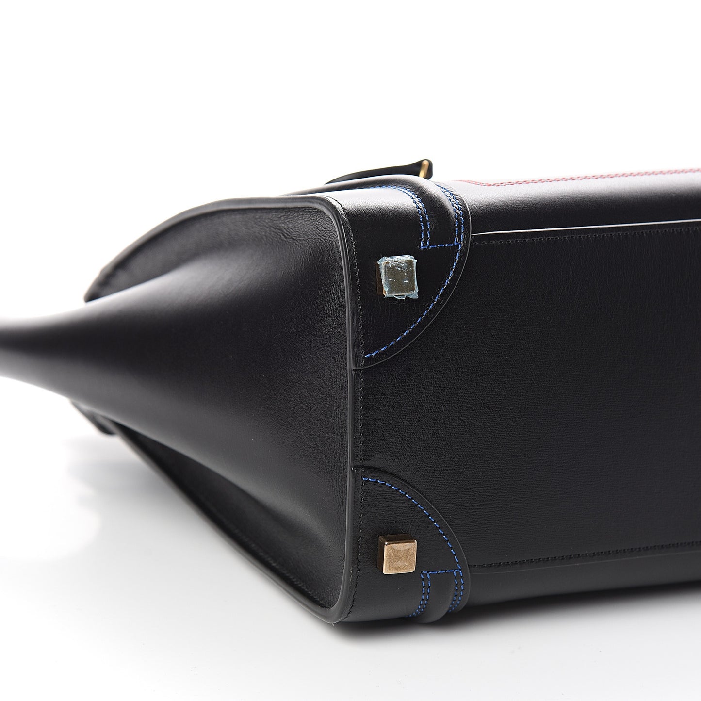Smooth Calfskin Multicolor Double Stitching Micro Luggage Black