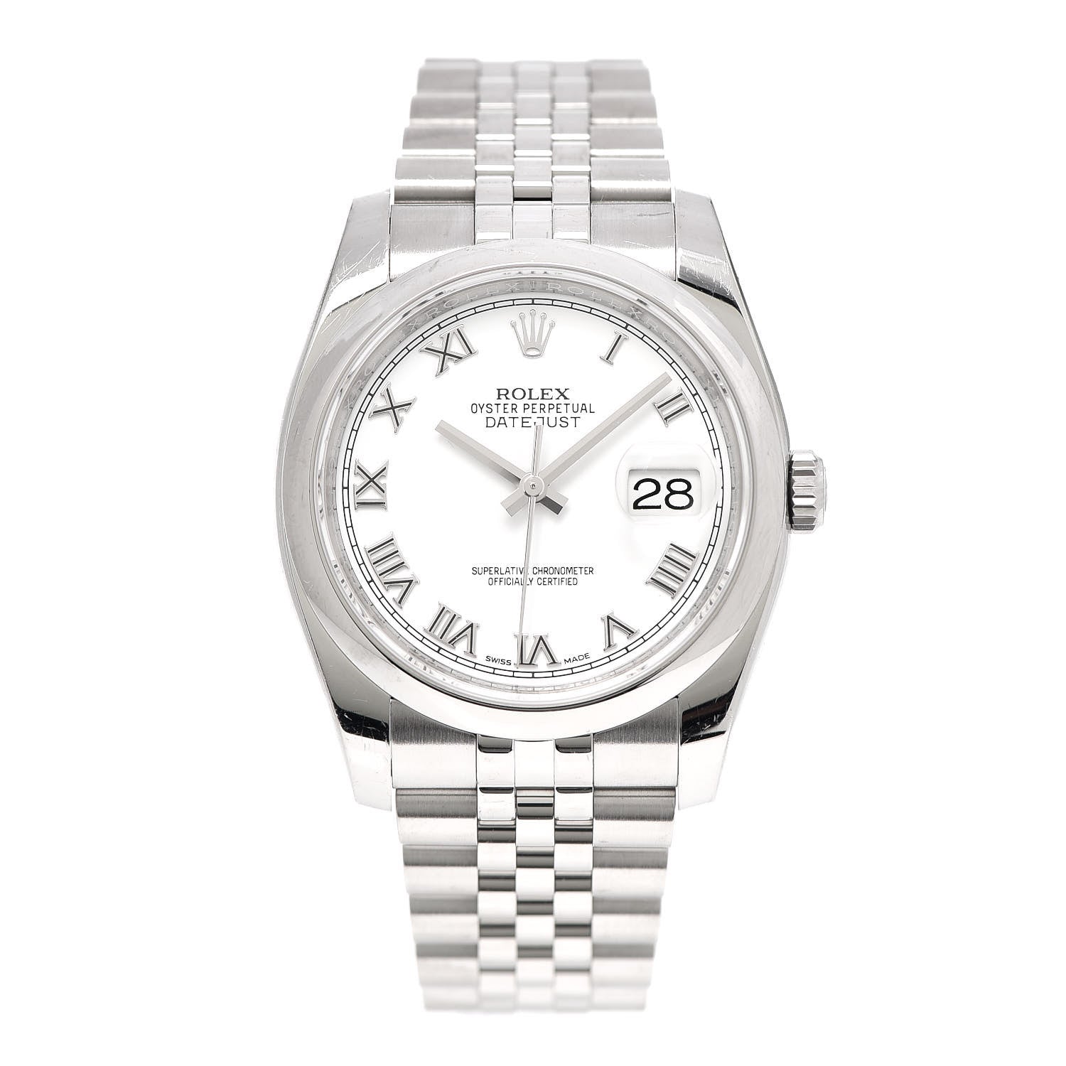 Rolex Stainless Steel 36mm Oyster Perpetual Datejust Watch White Roman 116200 1 of 6