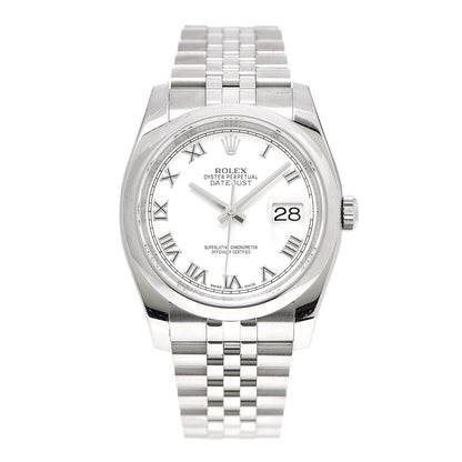 Rolex Stainless Steel 36mm Oyster Perpetual Datejust Watch White Roman 116200 1 of 6