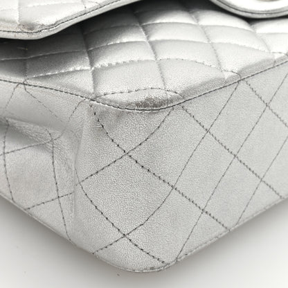 Chanel Metallic Lambskin Quilted Medium Double Flap Silver 8 of 11