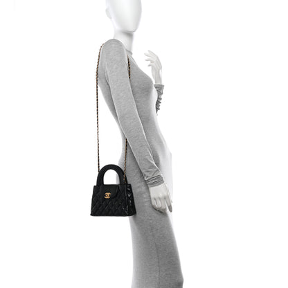Chanel Shiny Aged Calfskin Quilted Nano Kelly Shopper Black 2 of 11