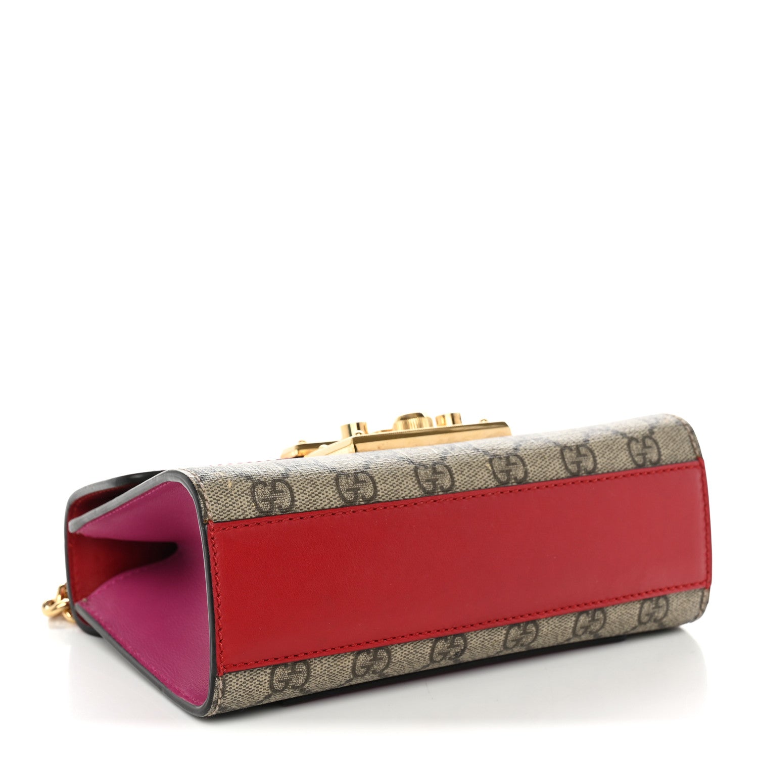 Gucci GG Supreme Monogram Calfskin Small Padlock Shoulder Bag Beige Hibiscus Red New Rosette 4 of 12