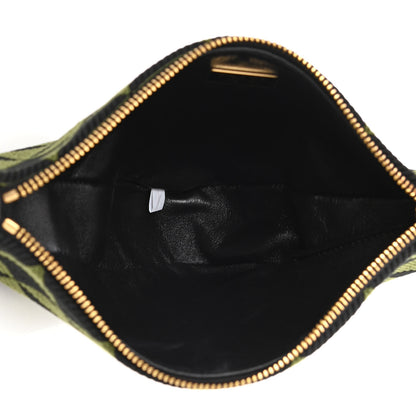 Prada Jacquard Calfskin Triangolo Symbole Embroidered Mini Triangle Double Bag Black Edera 10 of 21
