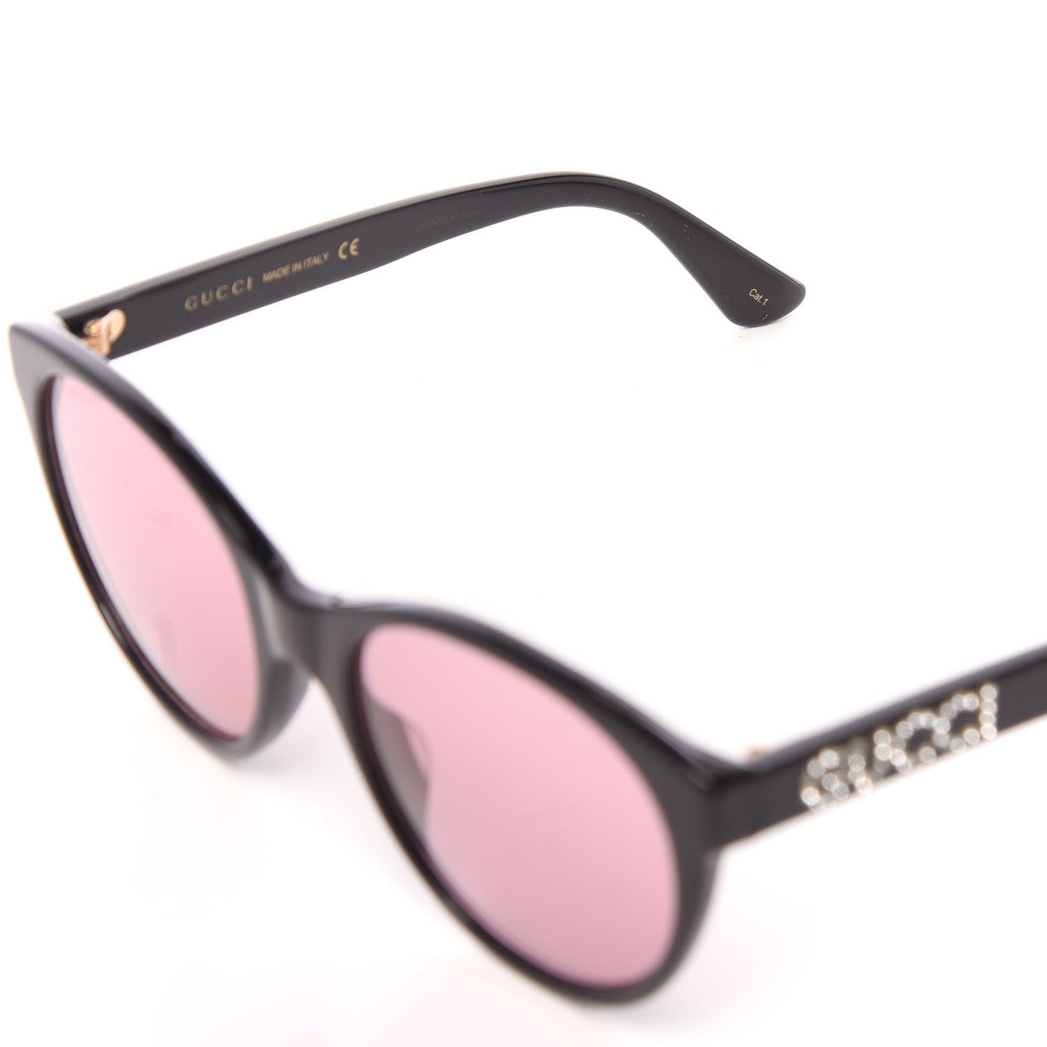 Gucci Crystal Round Frame Sunglasses GG 0419S Black 7 of 9