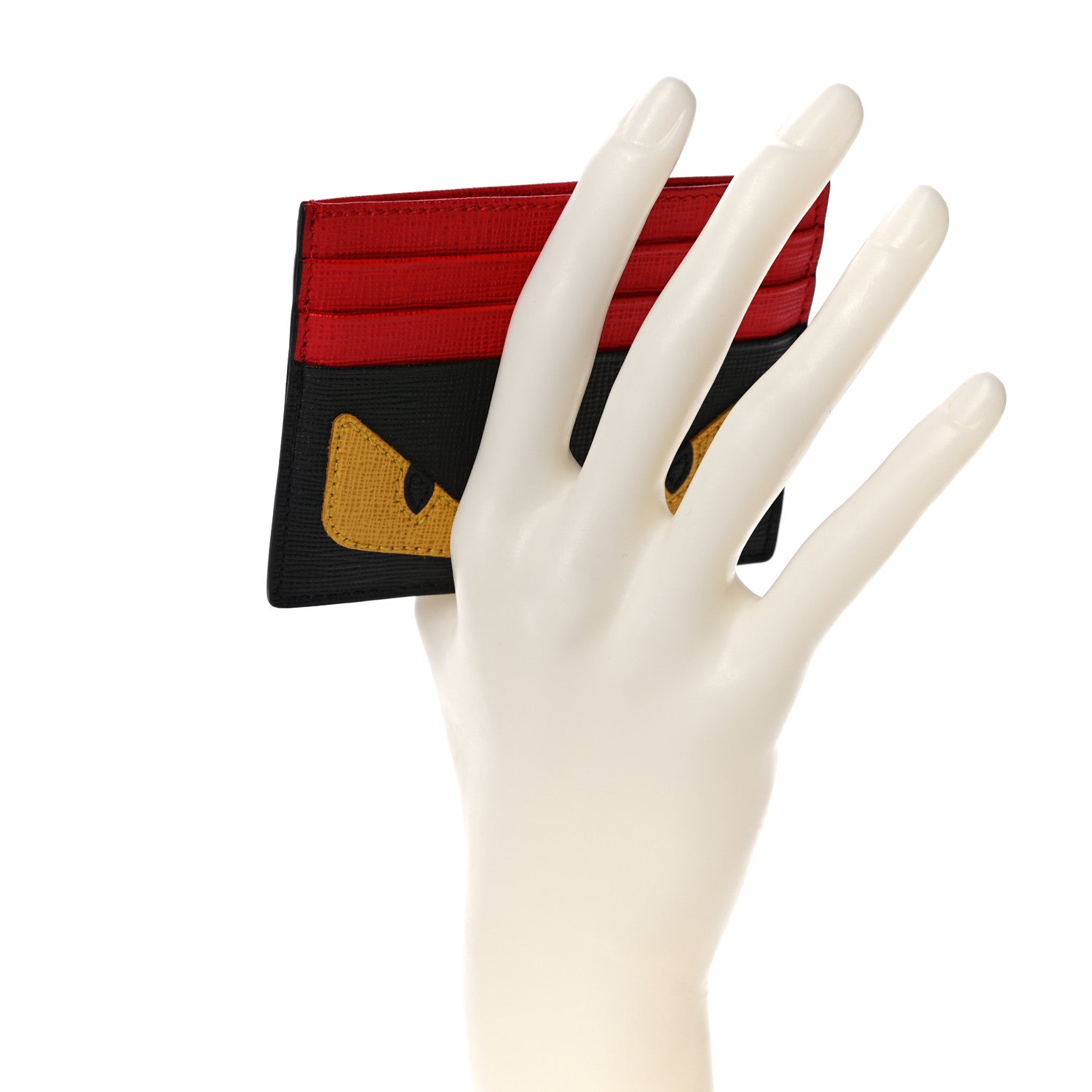 Fendi Vitello Elite Monster Eyes Card Holder Black Yellow Red 2 of 11