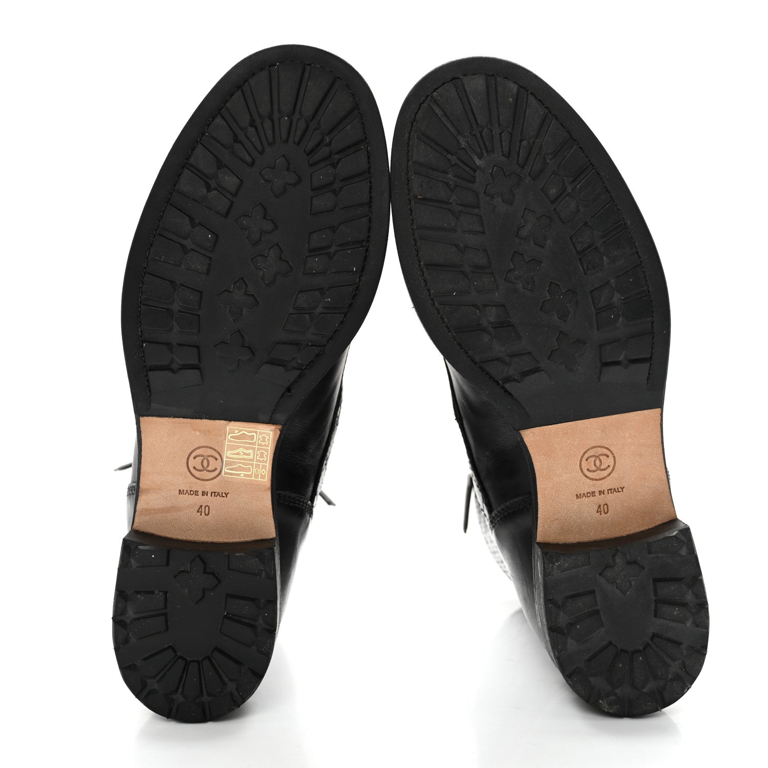 Chanel Calfskin Quilted Lace Up Combat Boots 40 Black 5 of 11