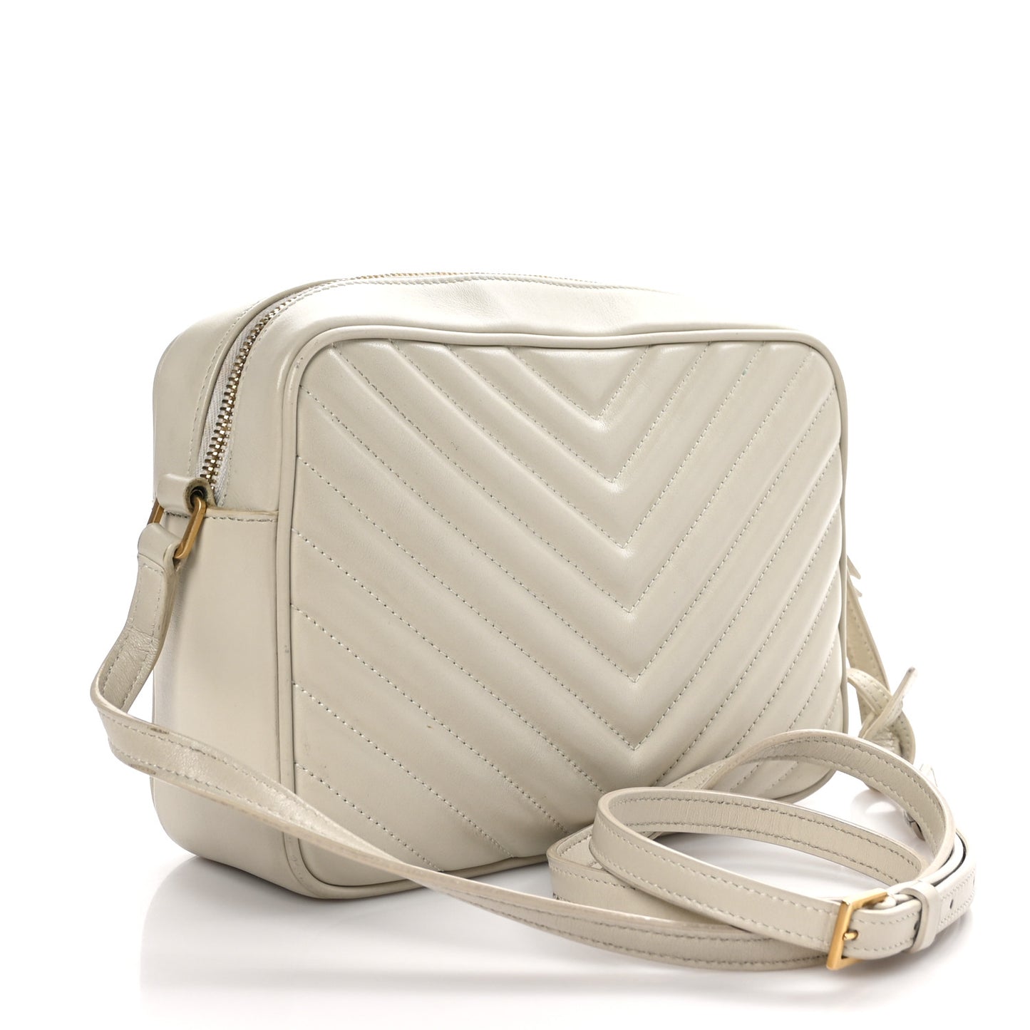 SAINT LAURENT Calfskin Matelasse Monogram Lou Camera Bag Crema Soft