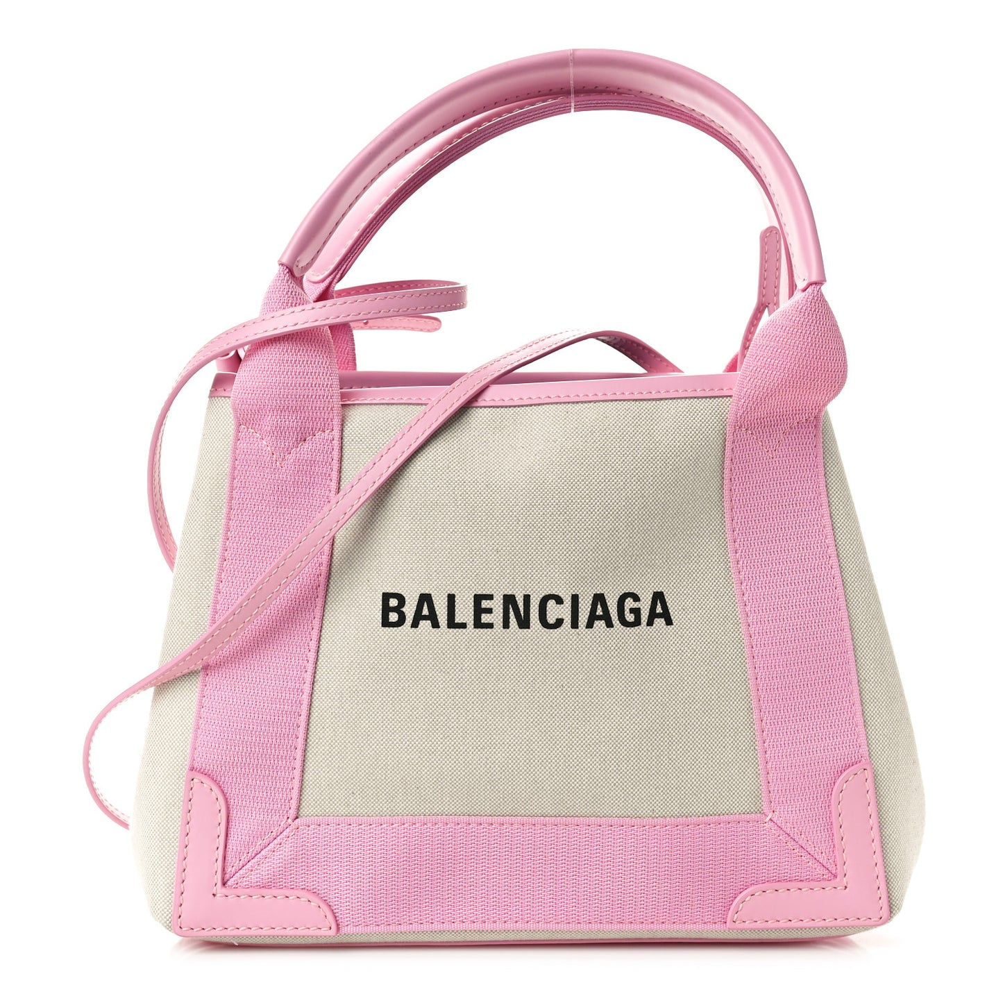 Cotton Canvas Satin Calfskin Navy Cabas XS Natural Pink