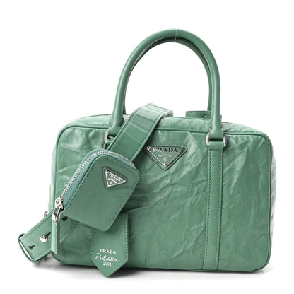 Prada Nappa Antique Medium Re-Edition 2001 Two Handle Bag Green 1 of 10