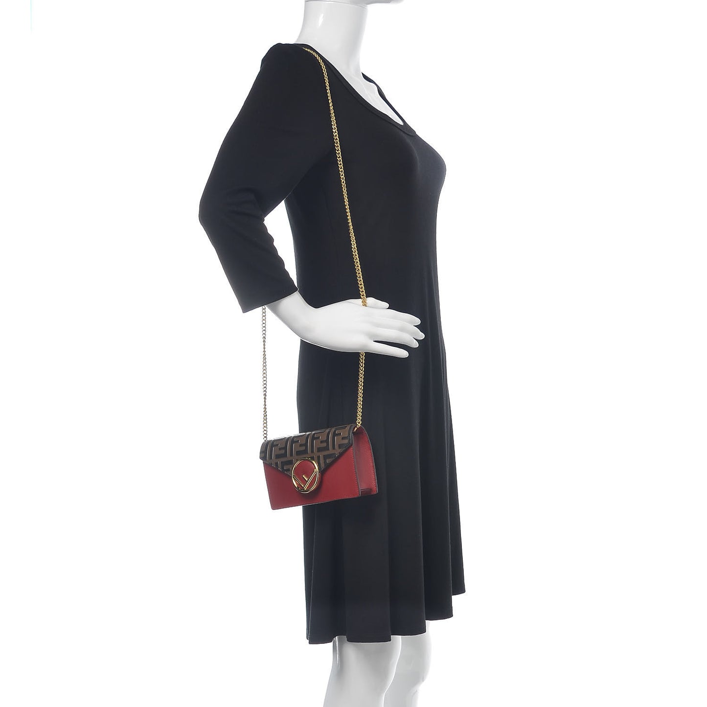 Vitello Cruise F is Fendi Bi-Color FF 1974 Embossed Envelope Belt Bag Maya Black Fragola