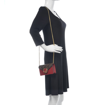 Fendi Vitello Cruise F is Fendi Bi-Color FF 1974 Embossed Envelope Belt Bag Maya Black Fragola 3 of 11