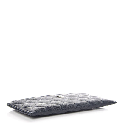 Chanel Iridescent Caviar Quilted Classic Zip Pouch Navy 4 of 8