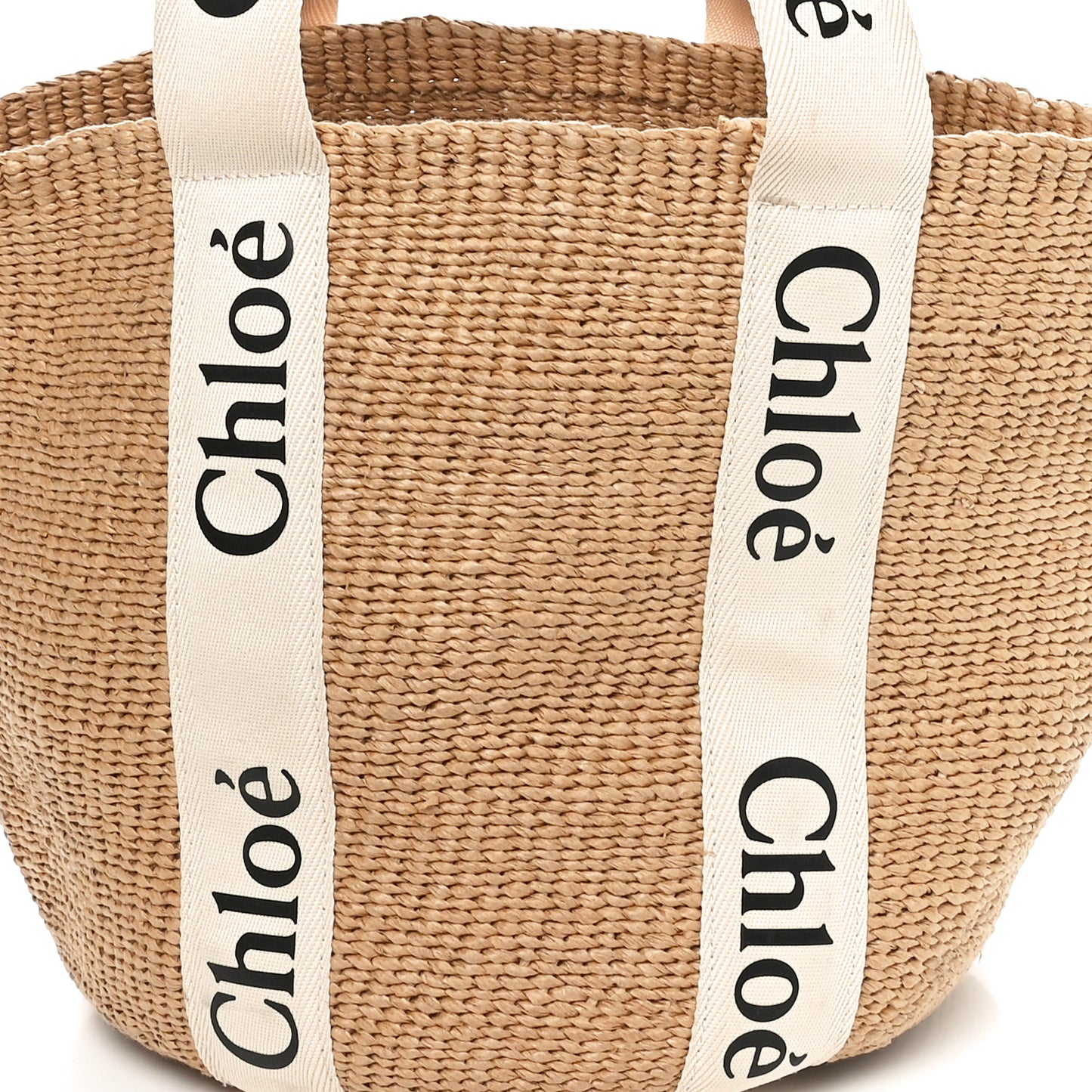 Raffia Large Woody Basket Bag White