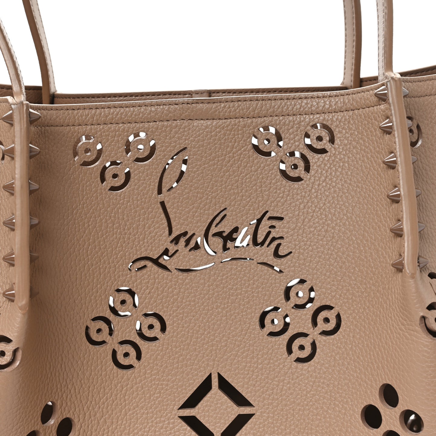Calfskin Perforated Loubinthesky Large Cabarock Spikes Tote Roca