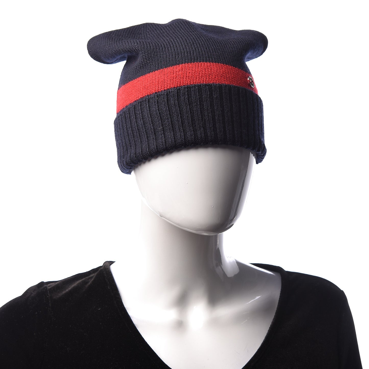 Wool Tricot Knit New Port Beanie Hat L Midnight Blue Red