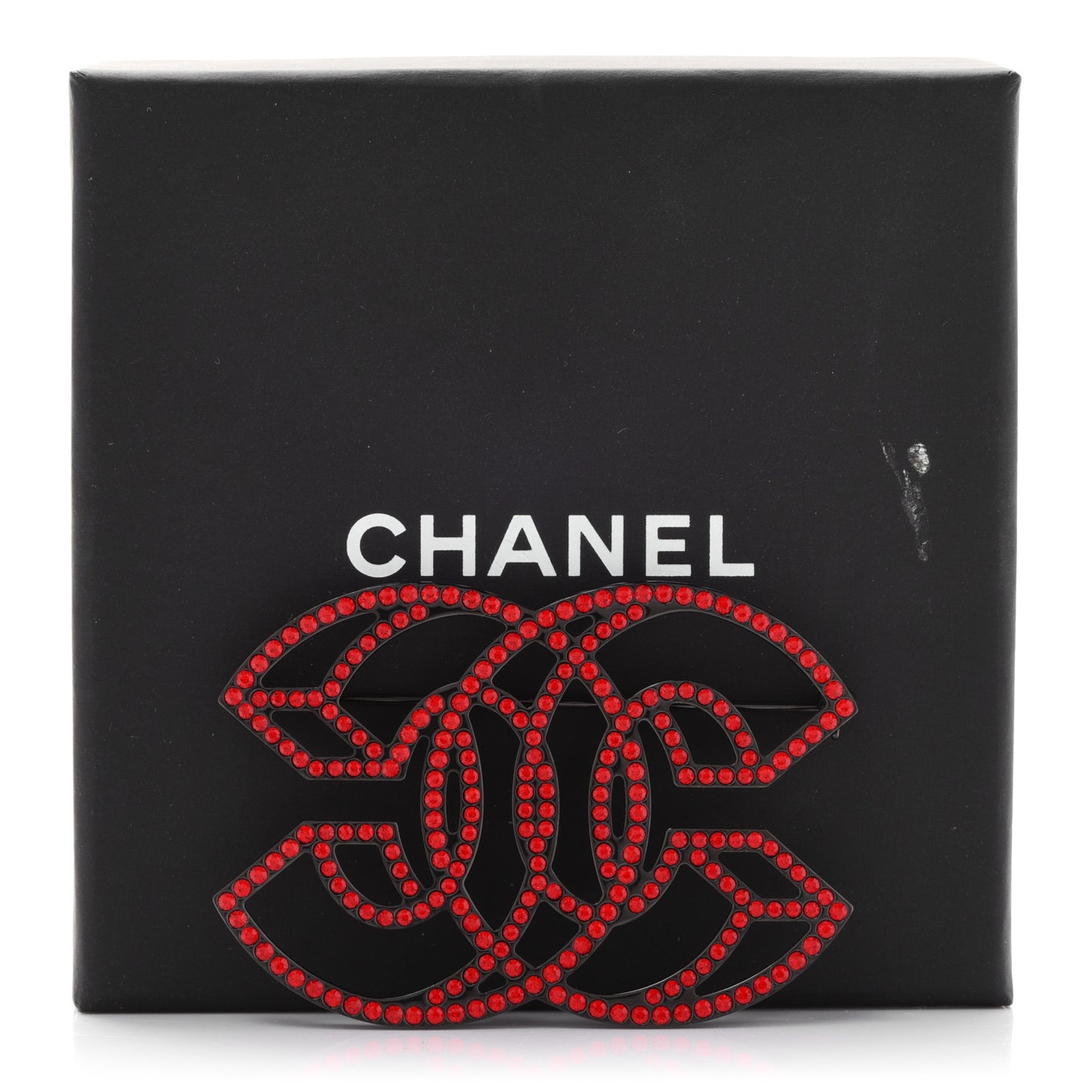Crystal 3D CC Brooch Red