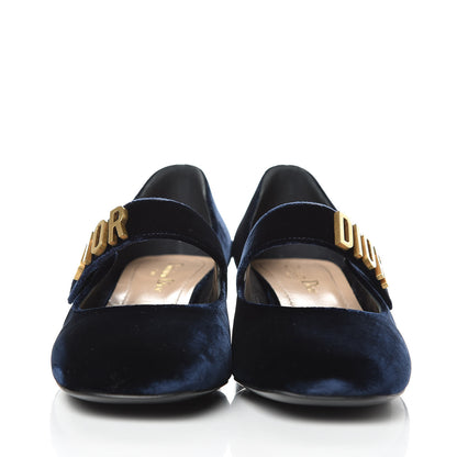 Christian Dior Velvet Baby-D Ballet Pumps 38 Deep Blue 2 of 9