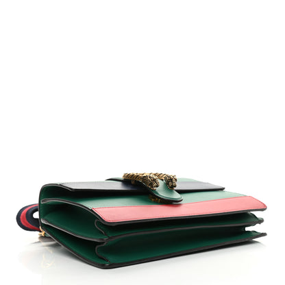 Gucci Moon Calfskin Web Medium Dionysus Bamboo Top Handle Bag Emerald Blue Hibiscus Red 4 of 19