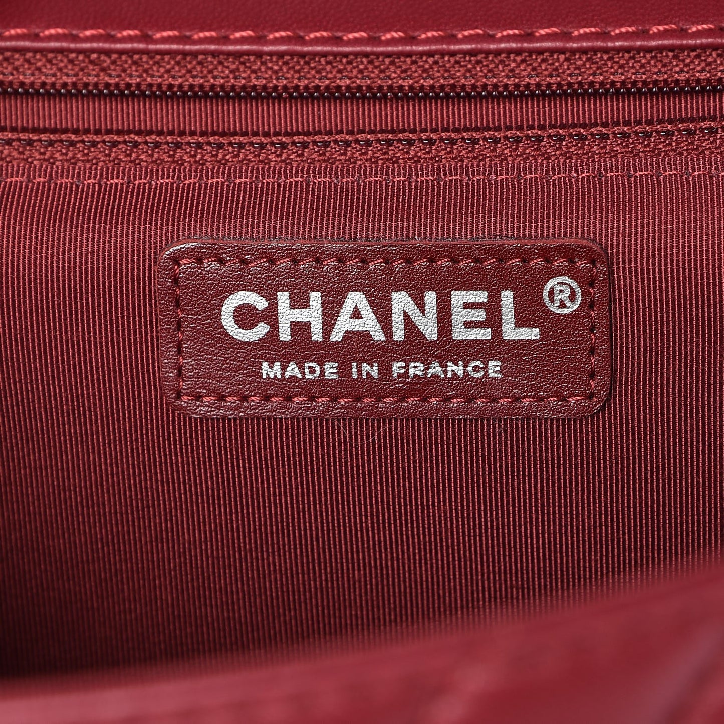 Lambskin Chevron Quilted Large Surpique Flap Dark Red
