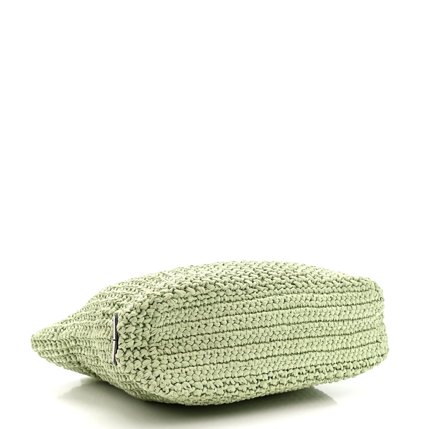 Yarn Raffia Effect Crochet Small Logo Tote Acqua