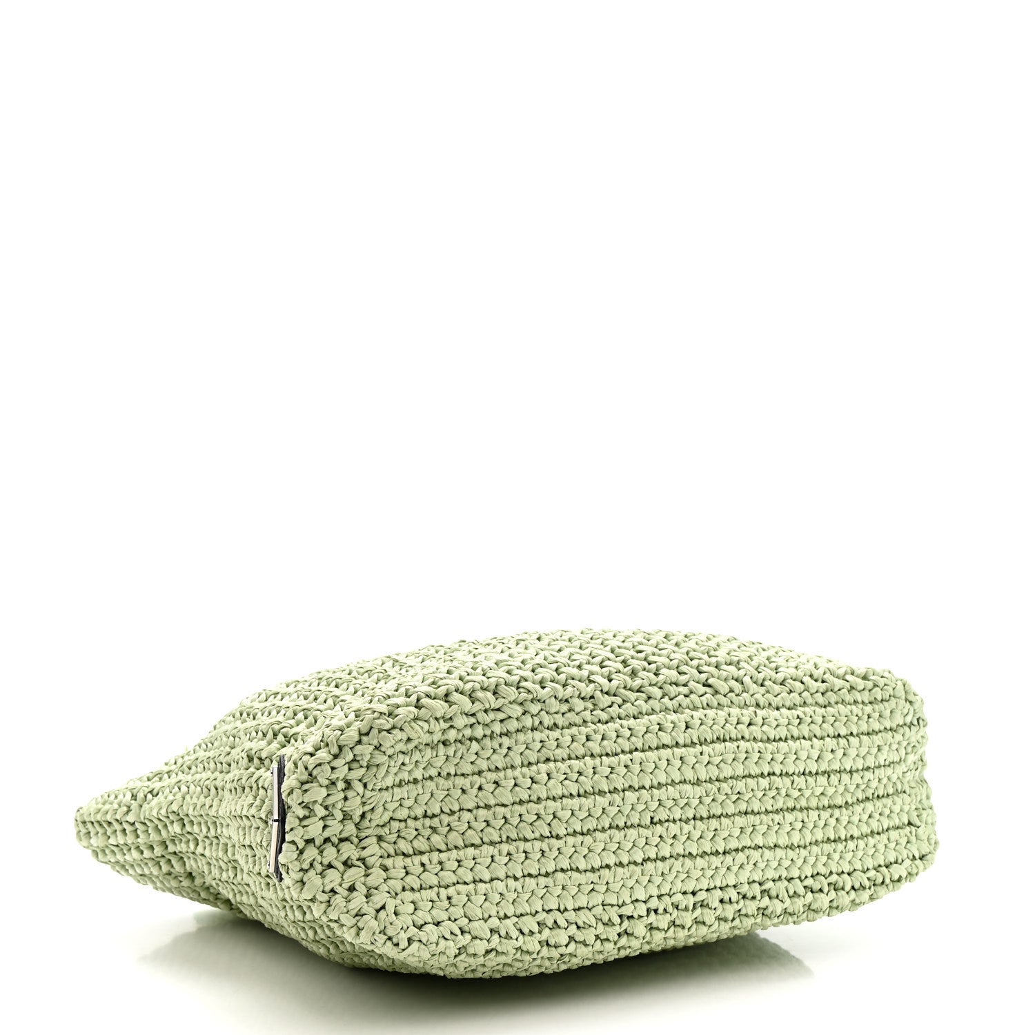 Prada Yarn Raffia Effect Crochet Small Logo Tote Acqua 4 of 11