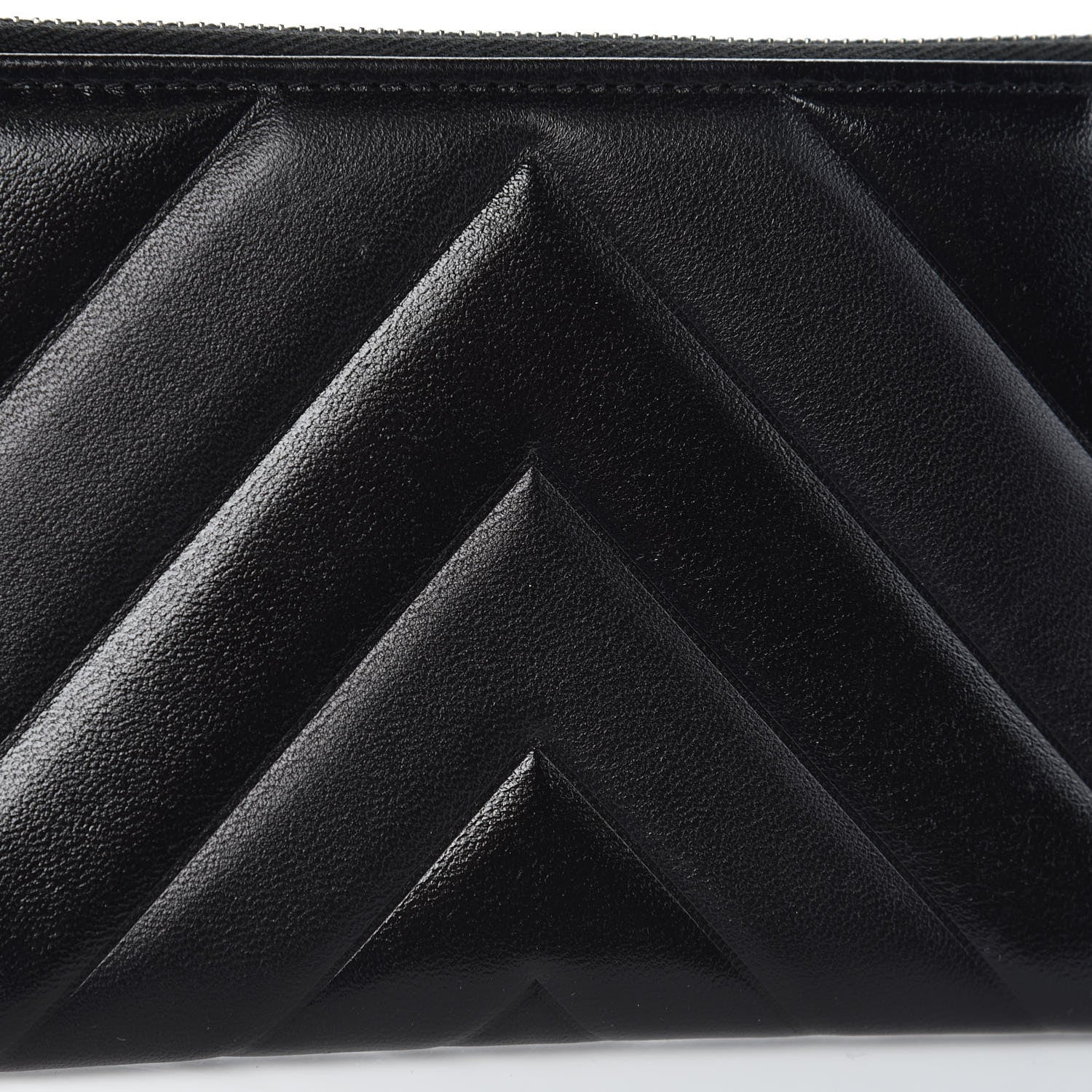 Chanel Lambskin Chevron Quilted Classic Zip Pouch Black 8 of 9