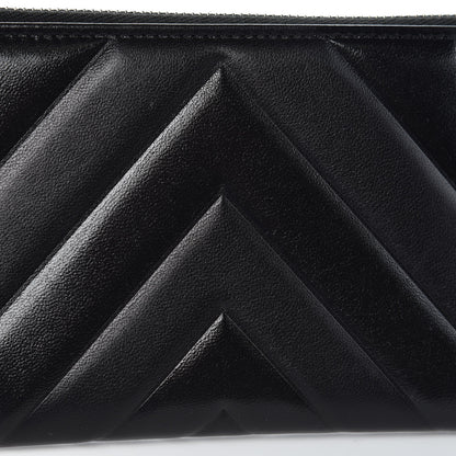 Chanel Lambskin Chevron Quilted Classic Zip Pouch Black 8 of 9