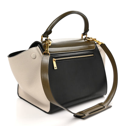 Celine Sleek Calfskin Small Tri-Color Trapeze Moss Green 3 of 9