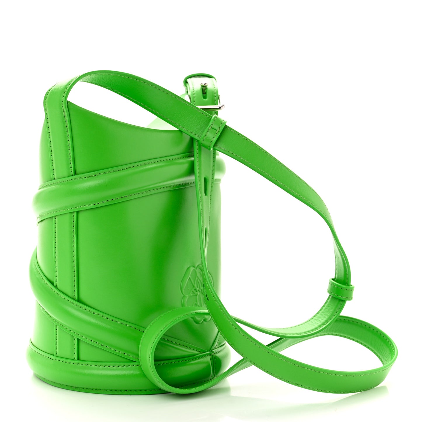 Calfskin Mini Curve Bucket Bag Acid Green
