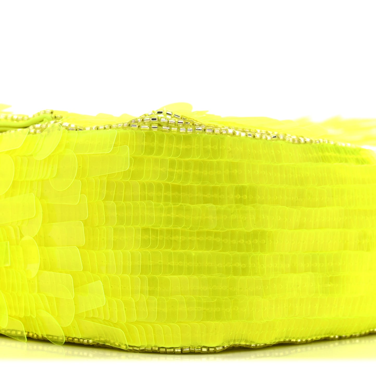 Sequin Paillettes Vitello Elaphe Grace Baguette Yellow Fluo