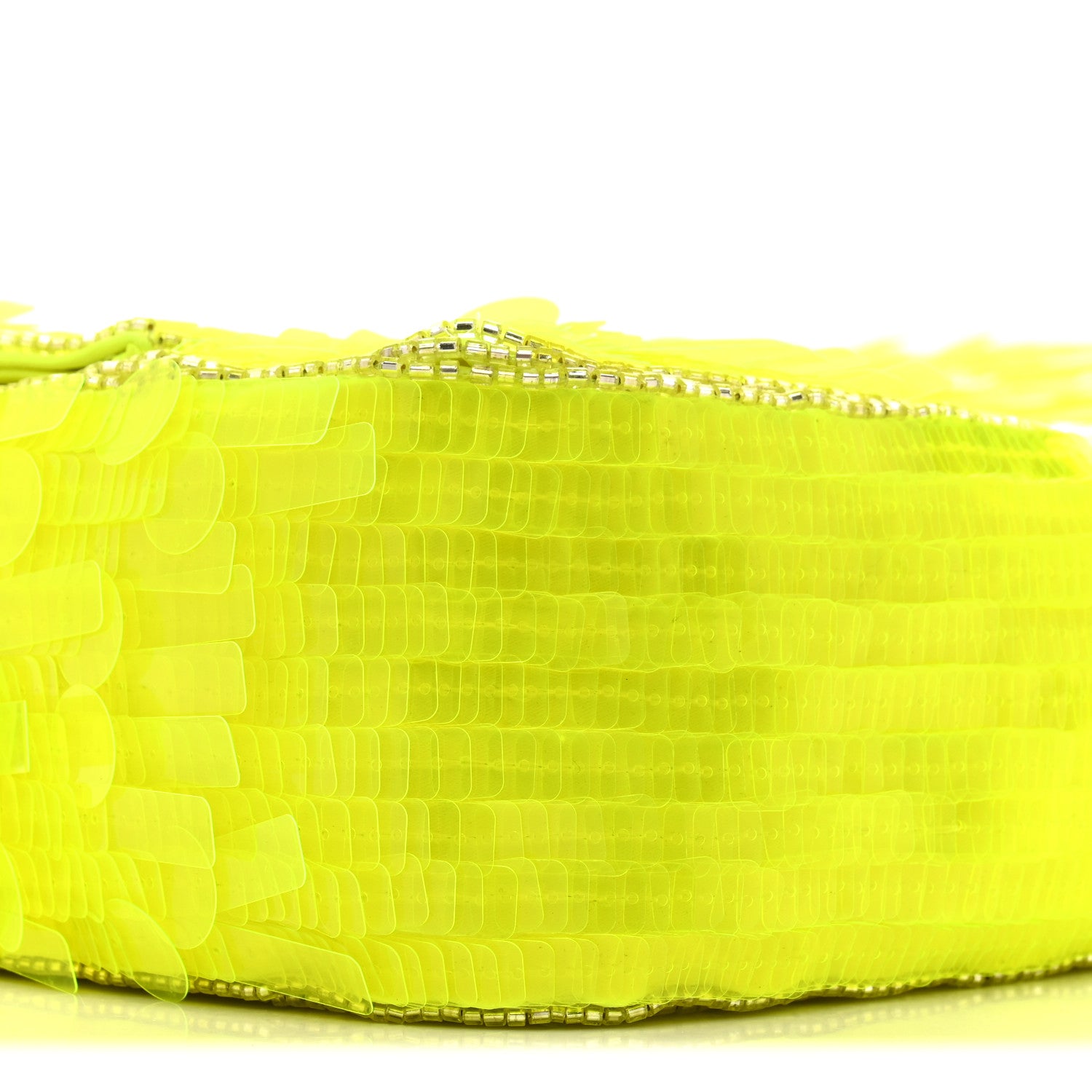 Fendi Sequin Paillettes Vitello Elaphe Grace Baguette Yellow Fluo 10 of 10