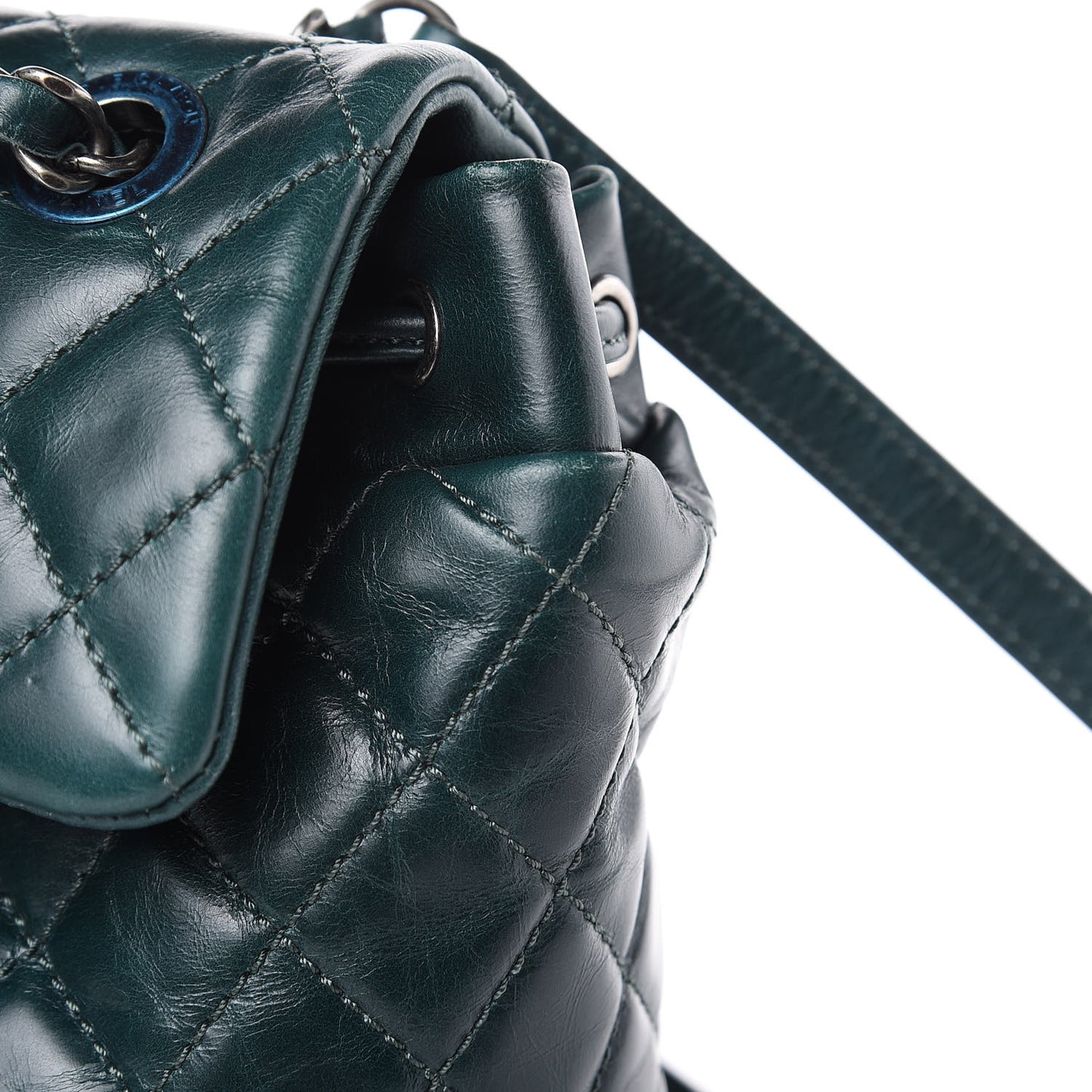 Glazed Calfskin Quilted Small Salzburg Mountain Backpack Dark Green