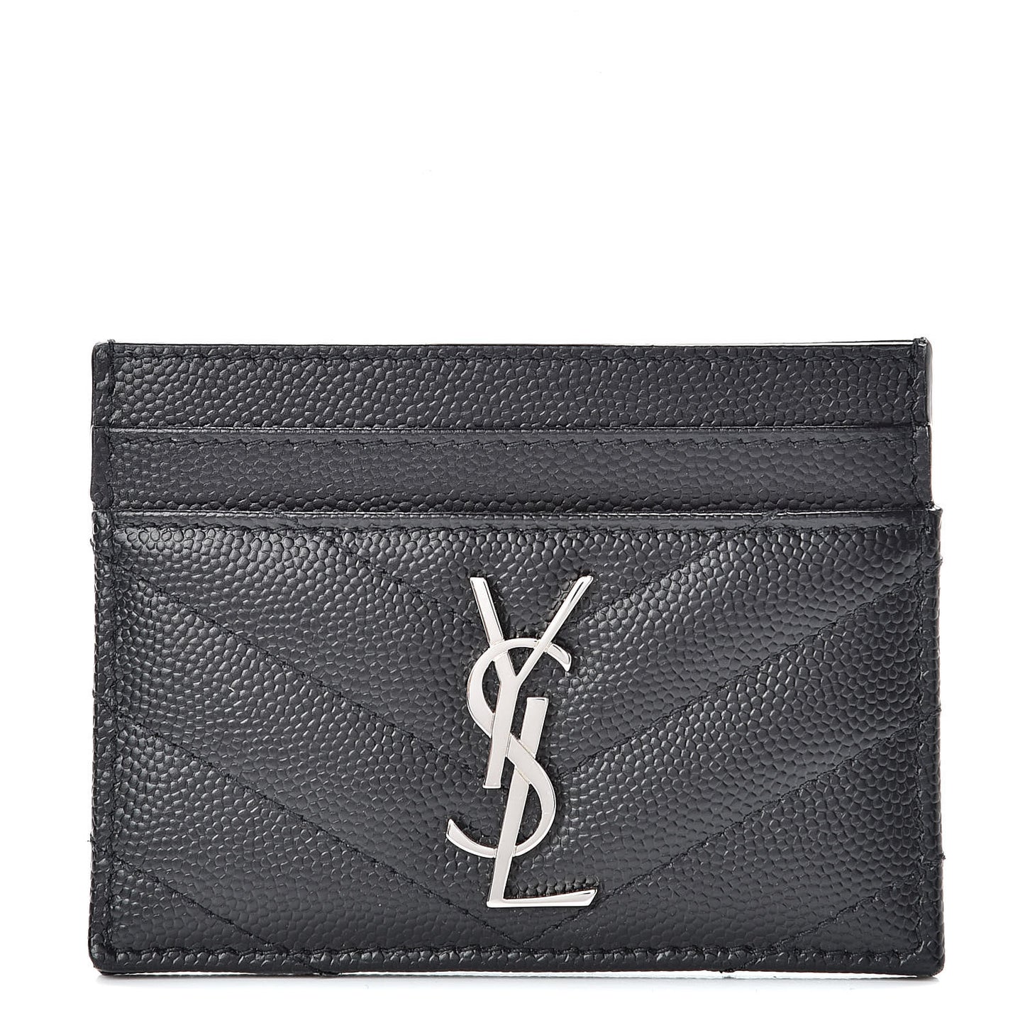 Grain De Poudre Matelasse Chevron Monogram Credit Card Case Black