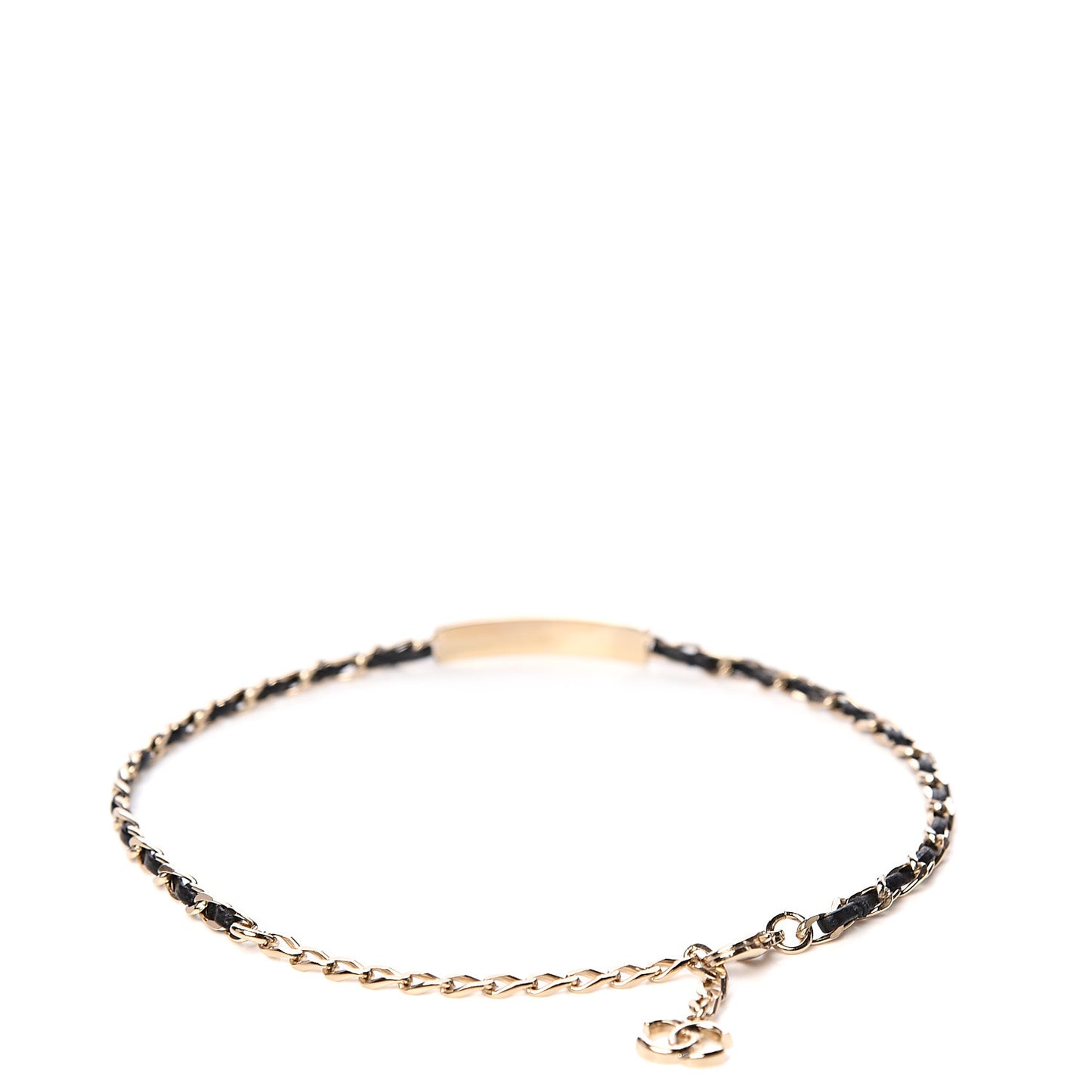 Metal Lambskin Crystal Sergeant Choker Necklace Black Gold