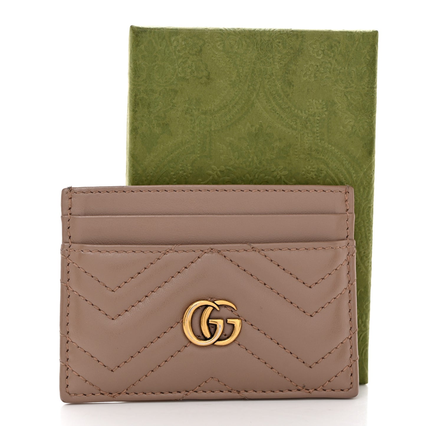 Calfskin Matelasse GG Marmont Card Holder Porcelain Rose