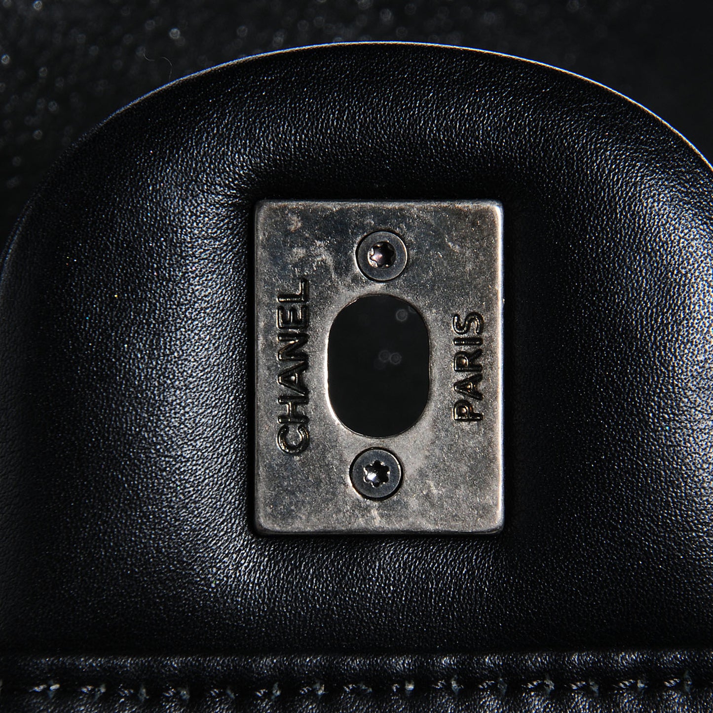 Iridescent Calfskin In the Mix Jumbo Double Flap Black