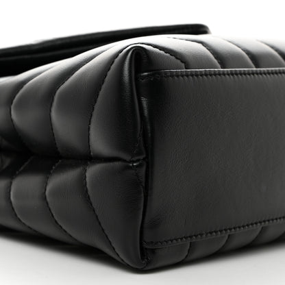 Saint Laurent Calfskin Y Quilted Monogram Small Loulou Chain Satchel Black 10 of 12