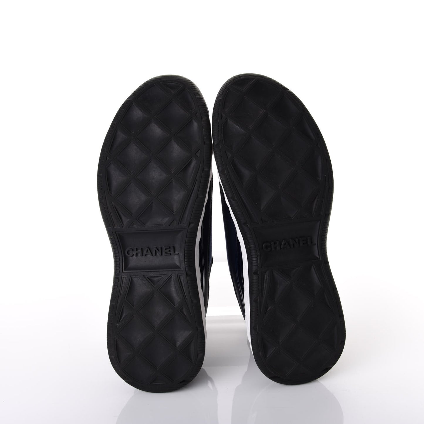 Fabric Calfskin Suede CC Sneakers 38.5 Navy Black
