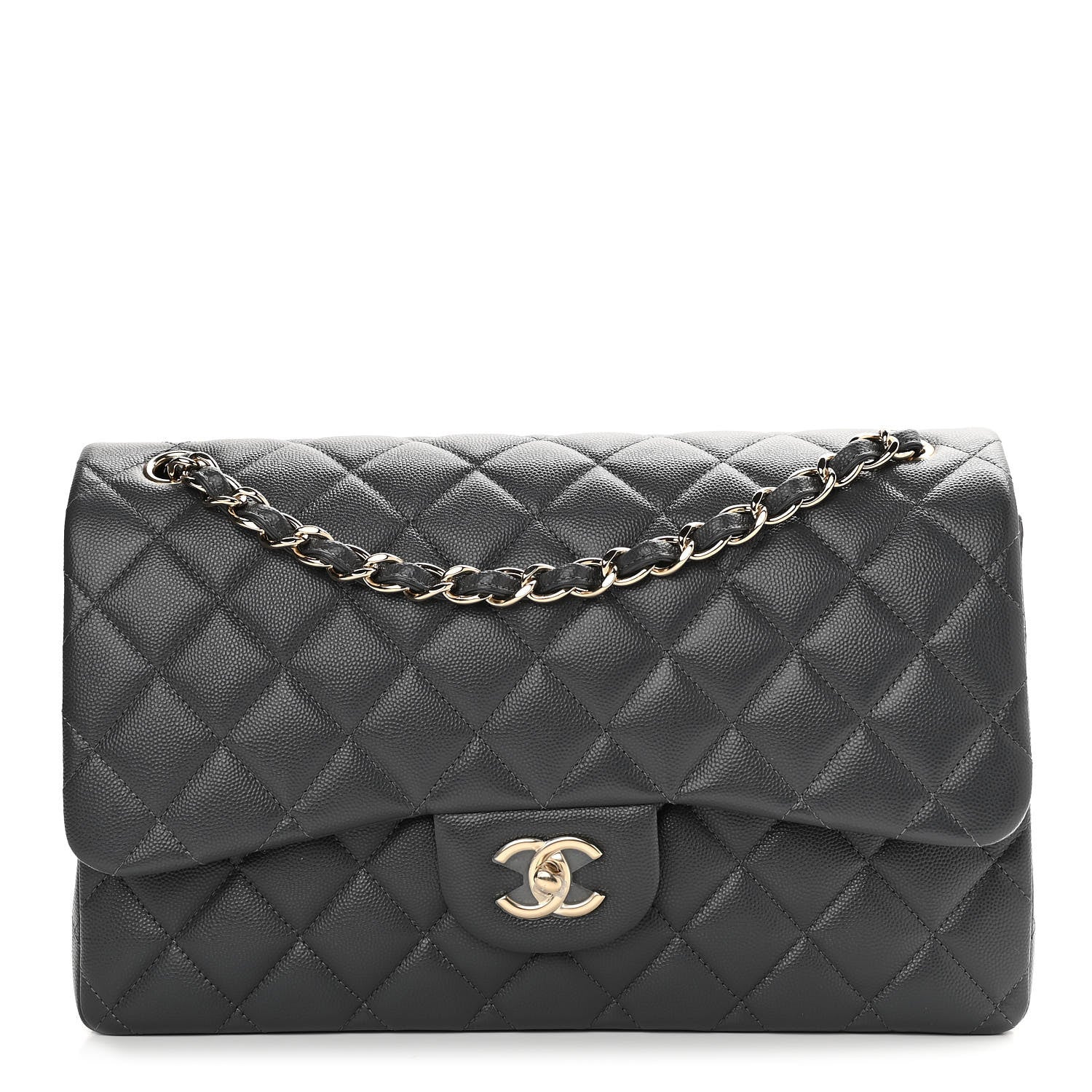 Chanel Caviar Quilted Jumbo Double Flap Dark Grey 1 of 11