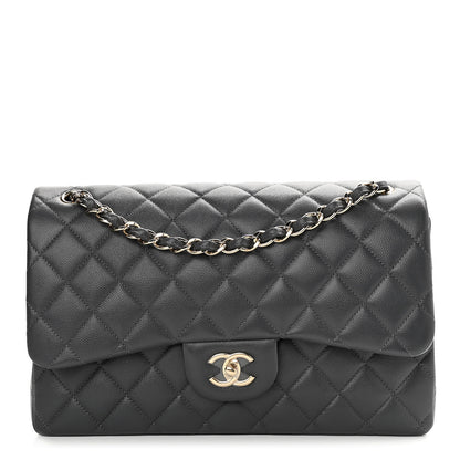 Chanel Caviar Quilted Jumbo Double Flap Dark Grey 1 of 11