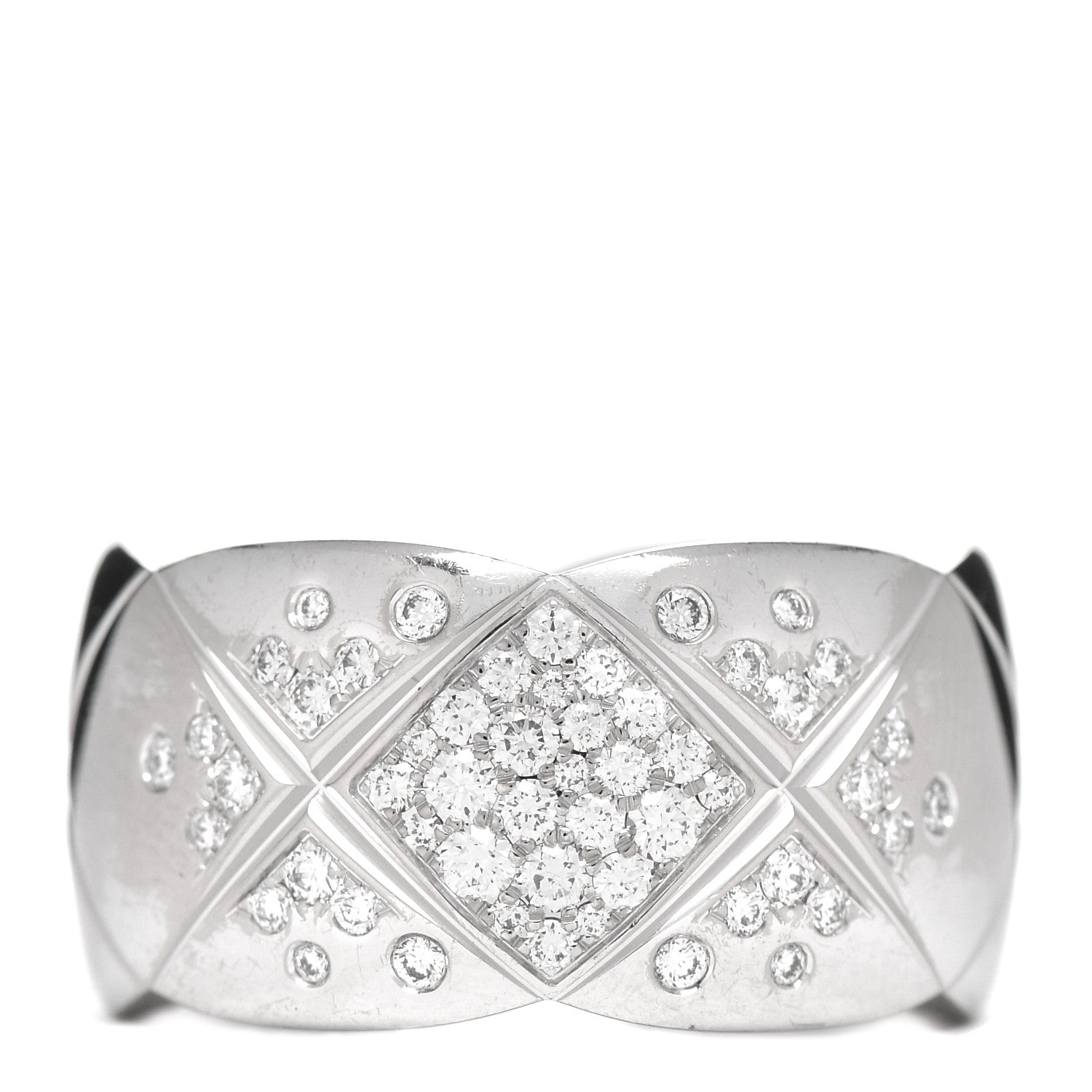 Chanel 18K White Gold Diamond Large Coco Crush Ring 52 6 1 of 5